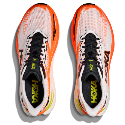 Hoka Mach X 3 Running Shoes - Mens - White/Neon Tangerine